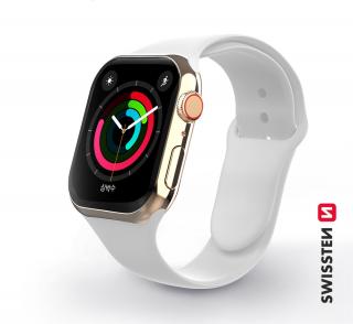SWISSTEN řemínek pro Apple Watch silikonový, šířka 42-44 mm Barva: Bílá