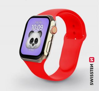 SWISSTEN řemínek pro Apple Watch silikonový, šířka 42-44 mm Barva: Červená