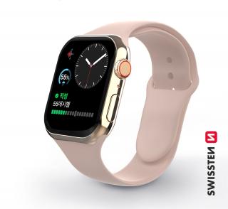 SWISSTEN řemínek pro Apple Watch silikonový, šířka 42-44 mm Barva: Pískově růžová