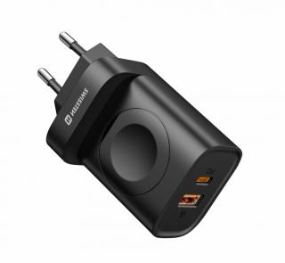 SWISSTEN síťová nabíječka pro Apple Watch, s USB-A, USB-C, 22,5 W