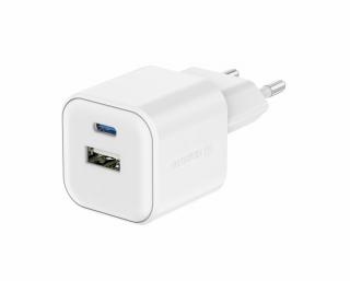 SWISSTEN Síťový adaptér GaN 1x USB-C 35W PD a 1x USB-A 27W QC Barva: Bílá