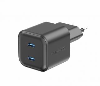 SWISSTEN Síťový adaptér GaN 2x USB-C Power Delivery 20 W Barva: Černá