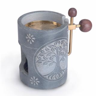 Kadidelnice mastek na čajovou svíčku, nastavitelná výška, průměr 7,5 cm, výška 11,5 cm, šedá