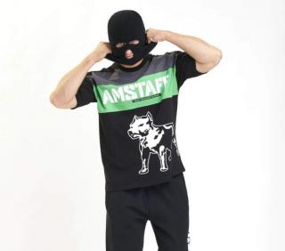 Amstaff pánské tričko Masho Black/Grey/Green