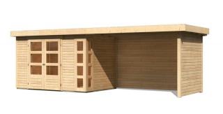 dřevěný domek KARIBU KERKO 4 + přístavek 280 cm včetně zadní a boční stěny (82946) natur LG2979