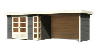 dřevěný domek KARIBU KERKO 4 + přístavek 280 cm včetně zadní a boční stěny (82947) terragrau LG2980