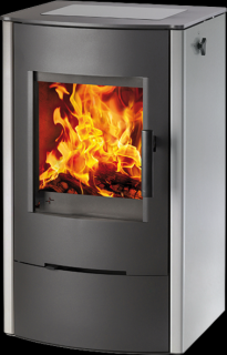 Haas+Sohn FIREPOT krbová kamna - boční obklad plechový, plotna sklokeramika, nerez