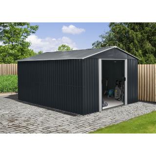 Riwall PRO RMSA 12x10 Anthracite - zahradní domek kovový 3 x 3,7 m se sedlovou střechou antracit