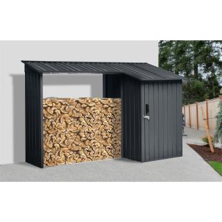 Riwall PRO RMWS 3x9 Anthracite - přístřešek na dřevo s kůlnou 2,7 x 1,6 m s pultovou střechou antracit