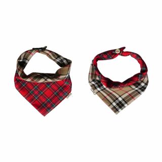 Kostkovaný šátek pro psa červený a hnědý burberry Obvod: L - 42 cm