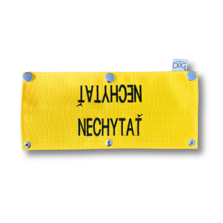 Žlutý návlek na vodítko 30 x 5 cm  možnost vlastního textu text: SK - nechytať, způsob upevnění: na cvoky