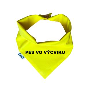 Žlutý šátek pro psa s nápisem  možnost vlastního textu Obvod: L - 42 cm, text: SK - pes vo výcviku