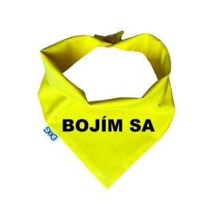 Žlutý šátek pro psa s nápisem  možnost vlastního textu Obvod: XL - 52 cm, text: SK - bojím sa