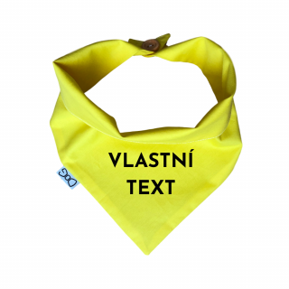 Žlutý šátek pro psa s nápisem Obvod: L - 42 cm, text: VLASTNÍ TEXT DLE PŘÁNÍ