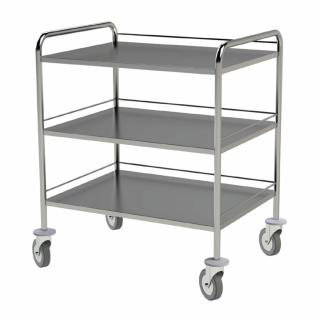 Villard Medical, Nerezový ošetřovatelský vozík (3 tácy) Rozměr: 100 x 60 x 100 cm
