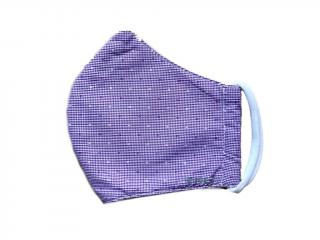TNG rouška textilní 3-vrstvá, fialkový jemně-károvaný vzor, velikost M