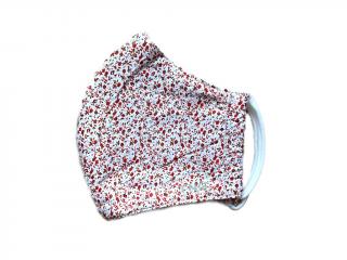 TNG rouška textilní 3-vrstvá, květinový červeno-bílý vzor, velikost S
