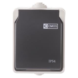 Emos A1397 Zásuvka nástěnná, šedo-černá, IP54