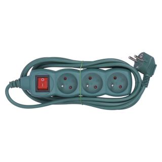 Emos P1313Z Prodlužovací kabel s vypínačem – 3 zásuvky, 3m, zelená