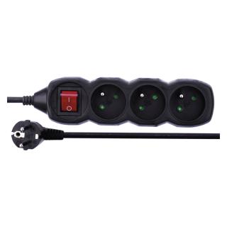Emos PC1311 Prodlužovací kabel s vypínačem – 3 zásuvky, 1,5m, černý