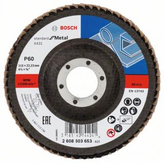 Lamelový kotouč šikmý 115 mm, P60, Bosch 2608603653 Standard for Metal, 1ks