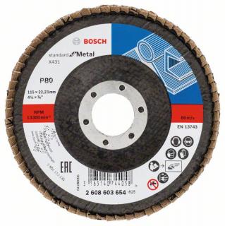 Lamelový kotouč šikmý 115 mm, P80, Bosch 2608603654 Standard for Metal, 1ks