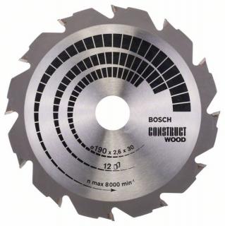 Pilový kotouč Bosch 190 x 30 x 2,6 mm, 12 z, 2608640633 Construct Wood (Pilový kotouč 190 mm x 30 x 2,6 mm, 12 zubů,  Construct Wood, Bosch 2608640633)
