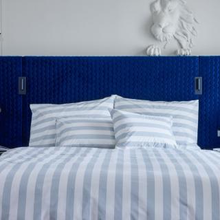 Montauk - Set na manželskou postel - povlečení z perkálu s proužky 2 ks 50 x 70 cm, 1 ks 200 x 200 cm
