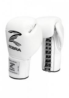 BOXERSKÉ RUKAVICE ZEBRA PRO SIGNATURE LACE KŮŽE BÍLÉ Velikost: 16oz