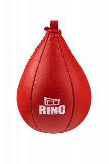 RING SPORT Boxovací reflexní hruška z pravé kůže, délka 33cm, průměr 20 cm, červená
