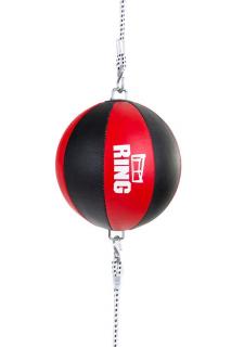 RING SPORT Reflexní boxovací míč z pravé kůže, červená / černá