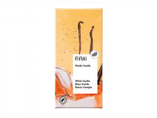 Vivani, ochucené vysokoprocentní čokolády, různé druhy Varianta čokolády: Bílá s vanilkou