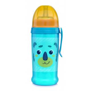 Canpol babies Fľaša športová s nevylievacou slamkou HELLO LITTLE 350 ml zelená