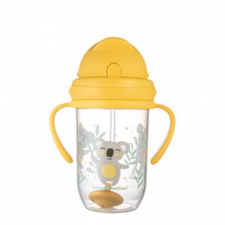 Canpol babies Nevylievací hrnček so slamkou a závažím EXOTIC ANIMALS 270ml žltý