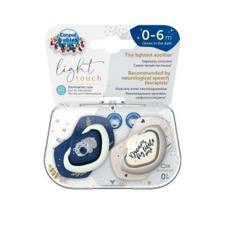 Canpol babies Set symetrických silikónových cumlíkov Light touch 0-6m SLEEPY KOALA modrý