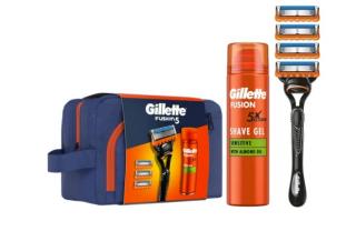 Gillette Darčeková sada: Fusion holiaci strojček + 4 hlavice + Fusion gél 200 ml