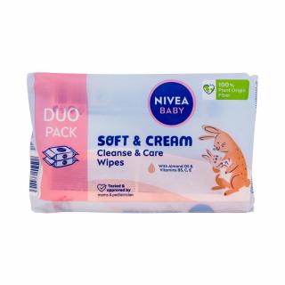 Nivea Baby Soft & Cream Čistiace a ošetrujúce obrúsky 2 x 57 ks