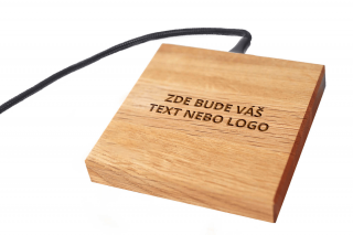 MIN PAD SQUARE - Váš text - Bezdrátová nabíječka dřevo: Dub, barva kabelu: Černá