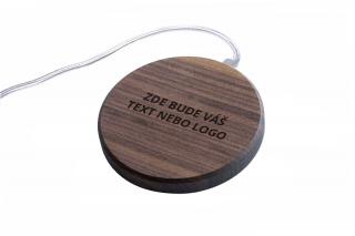 MIN PAD - Váš text - Bezdrátová nabíječka dřevo: Ořech, barva kabelu: Bílá