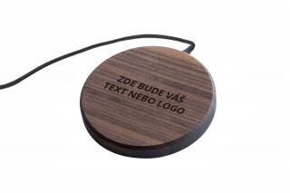 MIN PAD - Váš text - Bezdrátová nabíječka dřevo: Ořech, barva kabelu: Černá