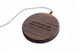 MIN PAD - Váš text - Bezdrátová nabíječka dřevo: Ořech, barva kabelu: Stříbrná