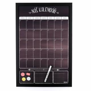 Černý měsíční magnetický rodinný kalendář v rámu Barva rámu: Černá