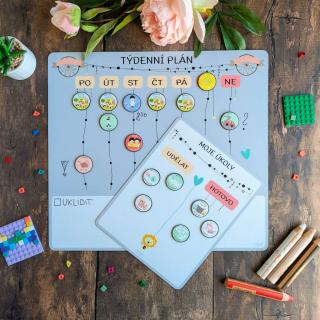 Dárkový set pro školku – Týdenní plán+To-do tabulka | Lyonis Barva: Šedá, Magnetky: bez magnetek