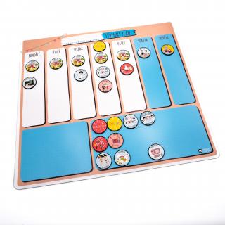 Magnetický týdenní plánovač pro malé školáky | Lyonis Barva: Modro-oranžová, Magnetky: včetně 22ks magnetek