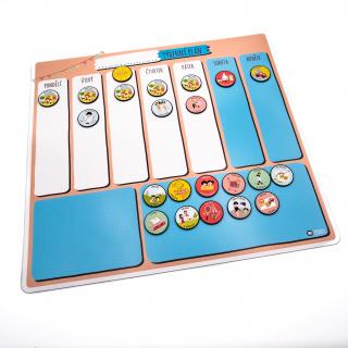 Magnetický týdenní plánovač pro školkové děti | Lyonis Barva: Modro-oranžová, Magnetky: včetně 22ks magnetek