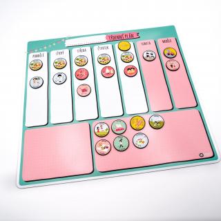 Magnetický týdenní plánovač pro školkové děti | Lyonis Barva: Růžovo-zelená, Magnetky: včetně 22ks magnetek