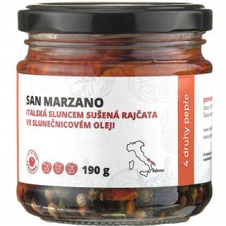 Rajčata San Marzano 4 druhy pepře naložená v oleji 190g