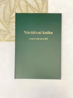 Návštěvní kniha, 100 listů Barva desek: zelená, Barva nápisu: stříbrná, Kovové růžky: bez doplňků