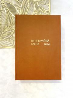 Rezervační kniha 2024, um. kůže Barva desek: hnědá, Barva textu: stříbrná, Jazyk: Slovensky