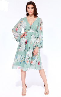 Šifónové kvetinové šaty-zelené veľ.: 44
